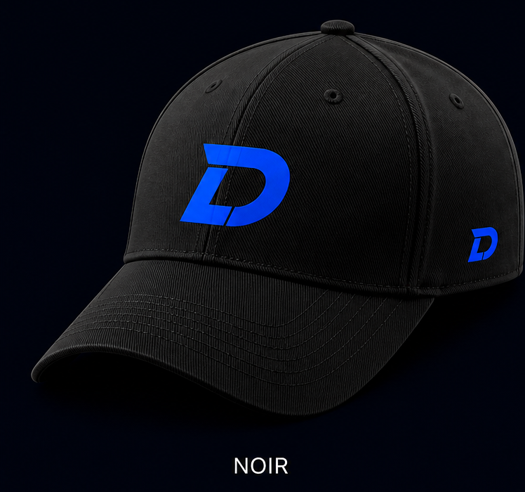 Casquette noire Duelo avec le nouveau logo D bleu