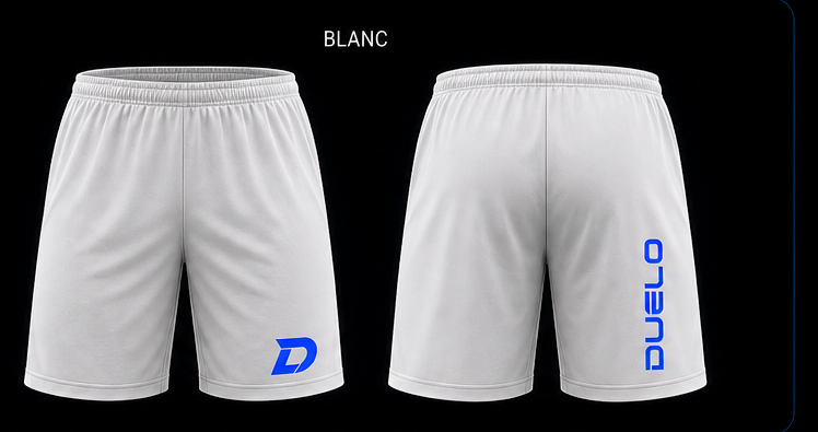 Short homme Duelo blanc avec logo bleu