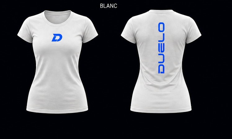 T-shirt femme Duelo blanc avec logo bleu