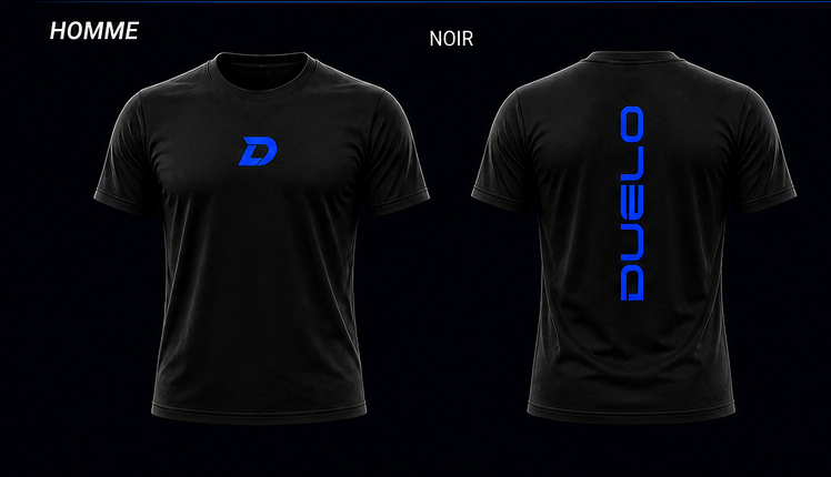T-shirt homme Duelo noir avec logo bleu
